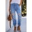 Sky Blue Pocketed Distressed Denim Joggers