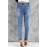 Blue Hollow Out Button-fly Distressed Jeans