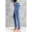 Blue Hollow Out Button-fly Distressed Jeans
