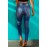 Dark Blue Washed Skinny Jeans with Distressed Leopard Print