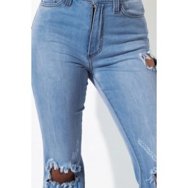 Sky Blue High Waisted Distressed Flare Jeans Sky Blue High Waisted Distressed Flare Jeans