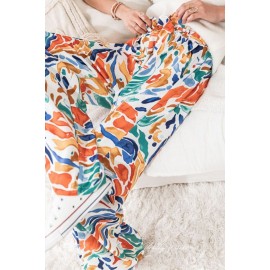 Multicolor Printed Belted High Waist Straight Leg Pants Multicolor Printed Belted High Waist Straight Leg Pants