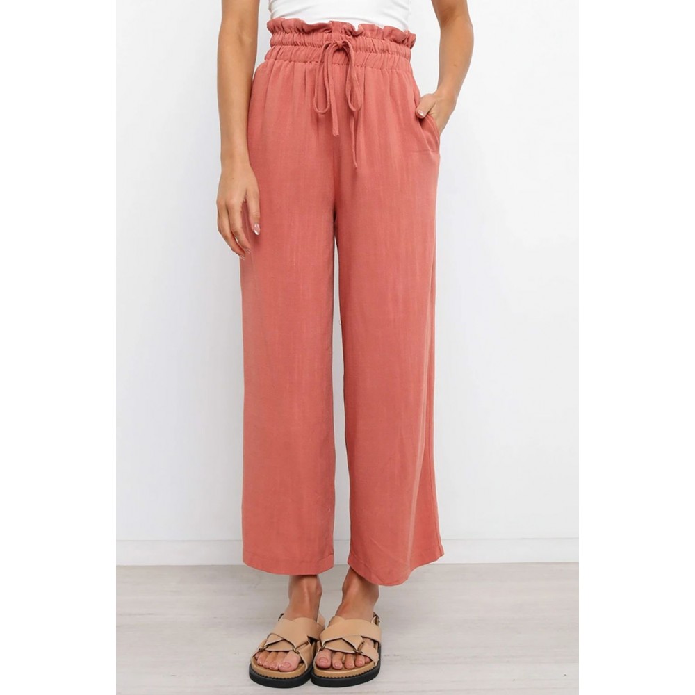 Paperbag Waist Straight Leg Cropped Pants Paperbag Waist Straight Leg Cropped Pants