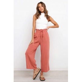 Paperbag Waist Straight Leg Cropped Pants Paperbag Waist Straight Leg Cropped Pants