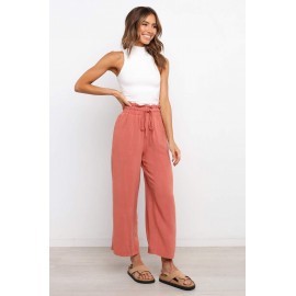 Paperbag Waist Straight Leg Cropped Pants Paperbag Waist Straight Leg Cropped Pants