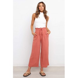 Paperbag Waist Straight Leg Cropped Pants Paperbag Waist Straight Leg Cropped Pants