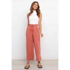 Paperbag Waist Straight Leg Cropped Pants Paperbag Waist Straight Leg Cropped Pants