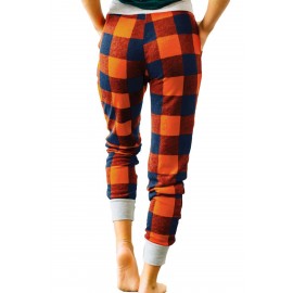 Orange Navy Buffalo Plaid Jogger Pants Orange Navy Buffalo Plaid Jogger Pants