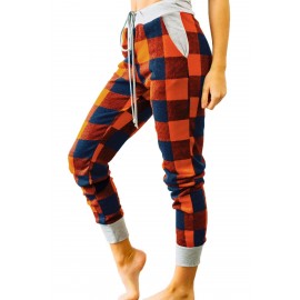 Orange Navy Buffalo Plaid Jogger Pants Orange Navy Buffalo Plaid Jogger Pants