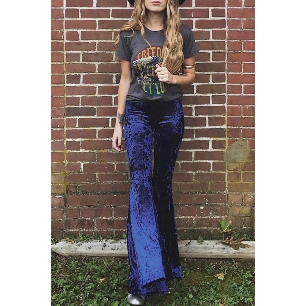 Cobalt Blue Flare Velvet Pants Cobalt Blue Flare Velvet Pants