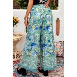 Green Floral Print Wide Leg Boho Pants Green Floral Print Wide Leg Boho Pants