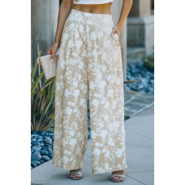 Apricot High Waisted Floral Wide Leg Pants Apricot High Waisted Floral Wide Leg Pants