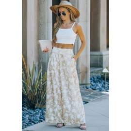 Apricot High Waisted Floral Wide Leg Pants Apricot High Waisted Floral Wide Leg Pants