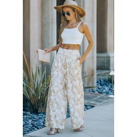 Apricot High Waisted Floral Wide Leg Pants Apricot High Waisted Floral Wide Leg Pants
