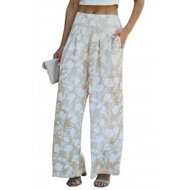 Apricot High Waisted Floral Wide Leg Pants Apricot High Waisted Floral Wide Leg Pants