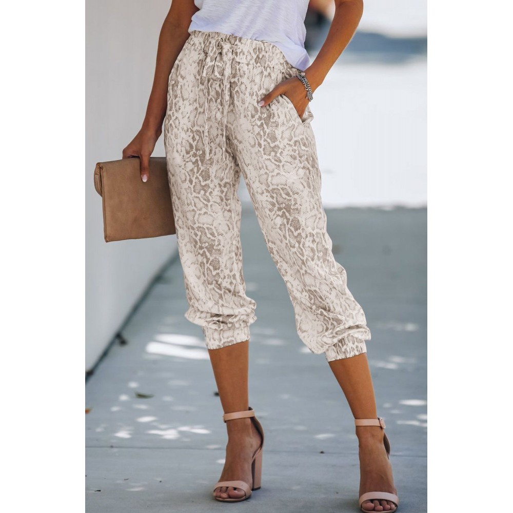 Snakeskin Print Drawstring Joggers Snakeskin Print Drawstring Joggers