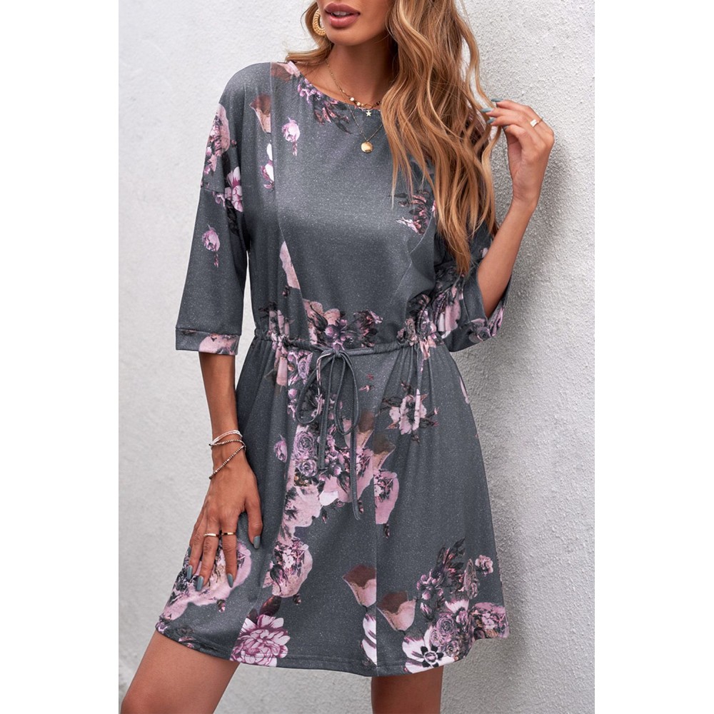 Gray Floral Lounge Tunic Dress Gray Floral Lounge Tunic Dress