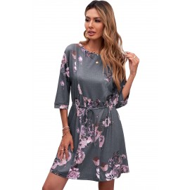 Gray Floral Lounge Tunic Dress Gray Floral Lounge Tunic Dress