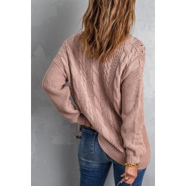 Pink Love Letters Cable Knit Lace Up Sweater Pink Love Letters Cable Knit Lace Up Sweater