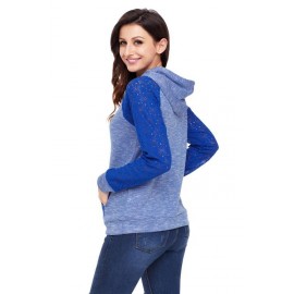 Royal Blue Lace Accent Kangaroo Pocket Hoodie Royal Blue Lace Accent Kangaroo Pocket Hoodie