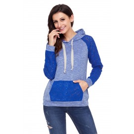 Royal Blue Lace Accent Kangaroo Pocket Hoodie Royal Blue Lace Accent Kangaroo Pocket Hoodie