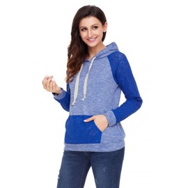 Royal Blue Lace Accent Kangaroo Pocket Hoodie Royal Blue Lace Accent Kangaroo Pocket Hoodie