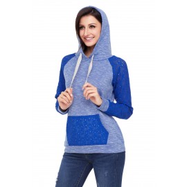 Royal Blue Lace Accent Kangaroo Pocket Hoodie Royal Blue Lace Accent Kangaroo Pocket Hoodie