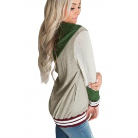 Varsity Striped Oatmeal Colorblock Hoodie Varsity Striped Oatmeal Colorblock Hoodie