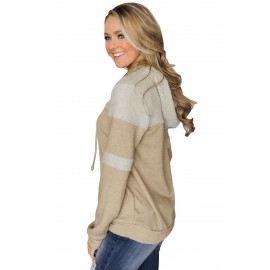 Stylish Apricot Patchwork Hoodie with Pockets Stylish Apricot Patchwork Hoodie with Pockets