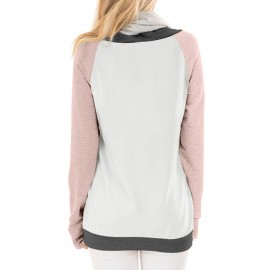 Pink Thumb Hole Sleeves Color Block Sweatshirt Pink Thumb Hole Sleeves Color Block Sweatshirt