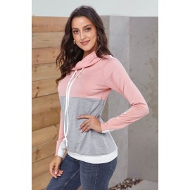 Pink Gray Colorblock Thumbhole Sleeved Sweatshirt Pink Gray Colorblock Thumbhole Sleeved Sweatshirt