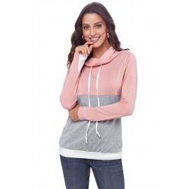 Pink Gray Colorblock Thumbhole Sleeved Sweatshirt Pink Gray Colorblock Thumbhole Sleeved Sweatshirt