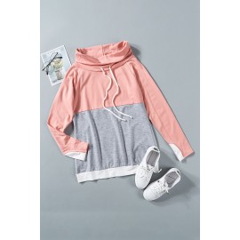 Pink Gray Colorblock Thumbhole Sleeved Sweatshirt Pink Gray Colorblock Thumbhole Sleeved Sweatshirt