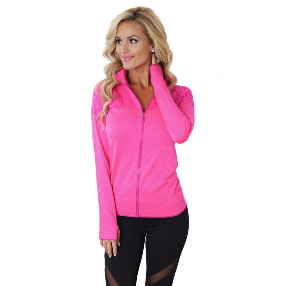 Rosy Atheletic Running Yoga Jacket with Mesh Accent Rosy Atheletic Running Yoga Jacket with Mesh Accent